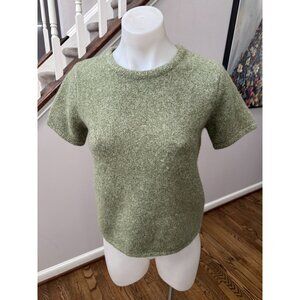 Lisa Yang Cashmere Blend Short Sleeve Crewneck Sweater Knit Top Green Size 0 XS